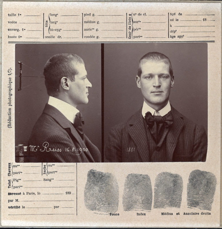 Reiss's mugshot taken by Bertillon, Paris, 1900. Credit: UNIL, Reiss       photographic collection.