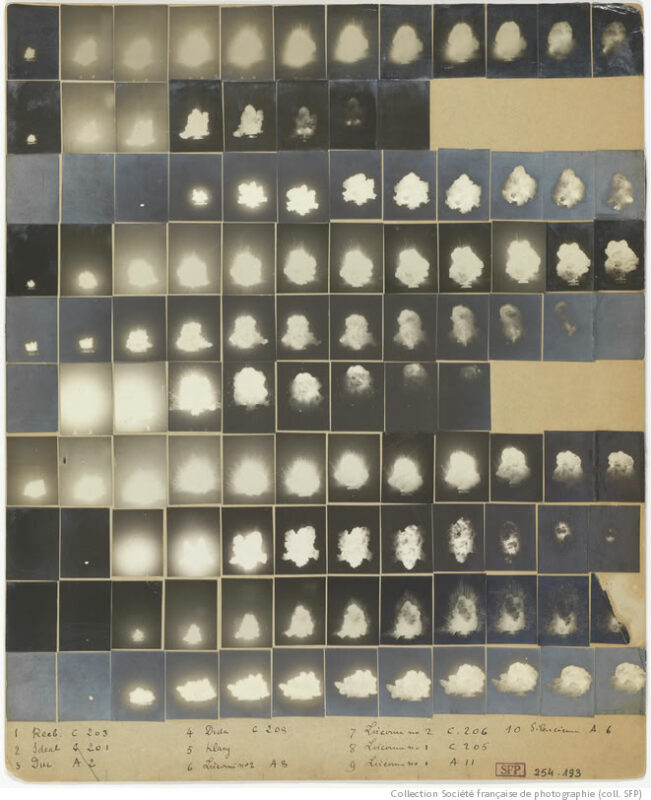 Albert Londe, Séries d’explosions photopoudres magnésiques, vers 1905, Collection Société française de photographie (coll. SFP), Paris. Contacter admin@sfp.asso.fr pour les droits et le fichier HD
